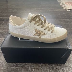 Shu Shop White and Gold Sneakers